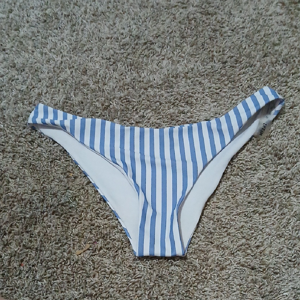 Blue and White Striped Bikini Bottom